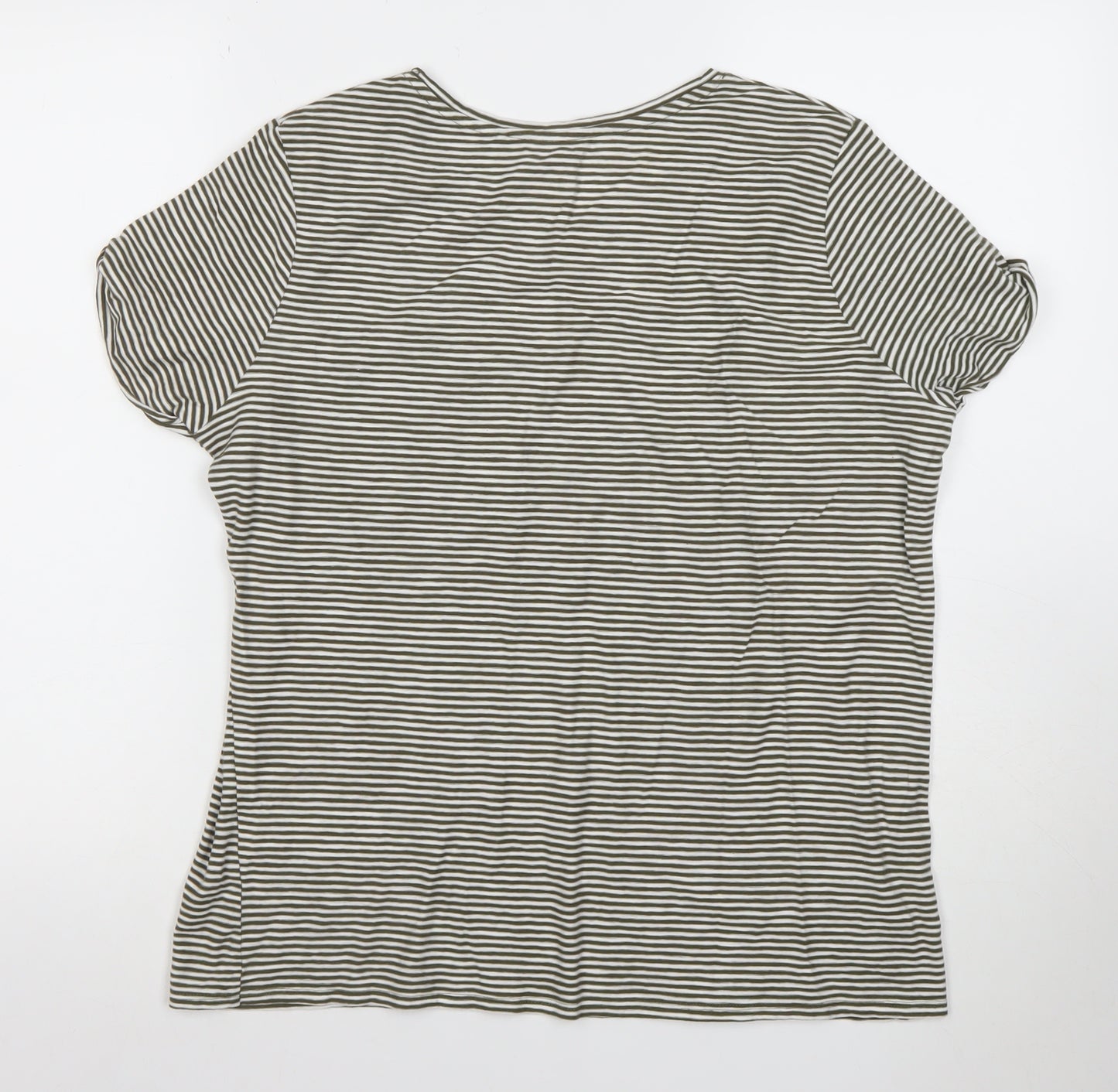 Nine by Savannah Miller Women’s Green Striped Cotton T-Shirt Size 6