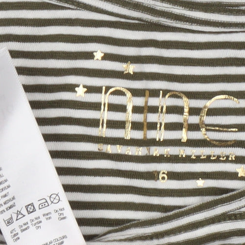 Nine by Savannah Miller Women’s Green Striped Cotton T-Shirt Size 6