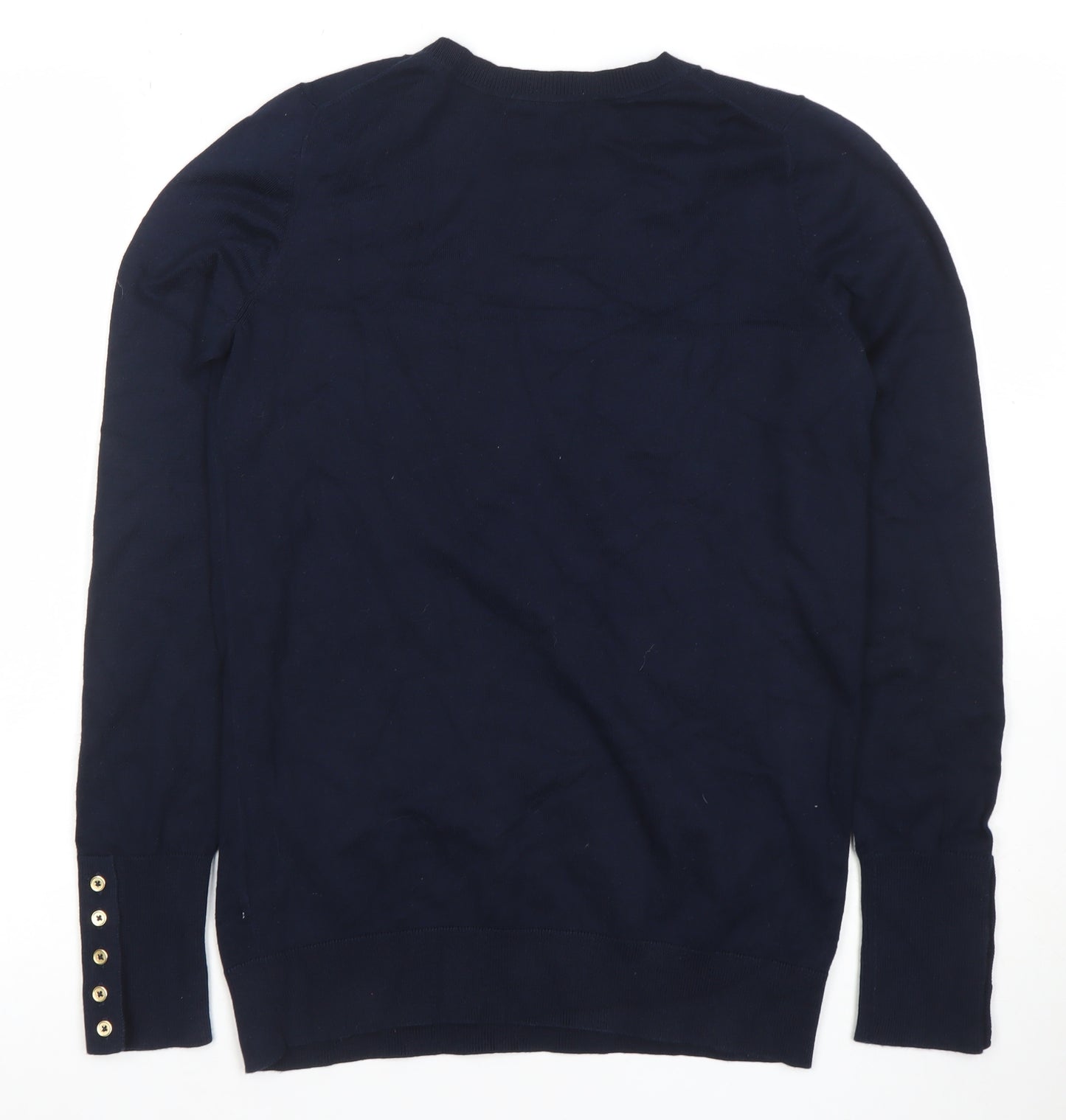 Boden Women Blue Crew Neck Long Sleeve Cotton Knit Jumper Size S