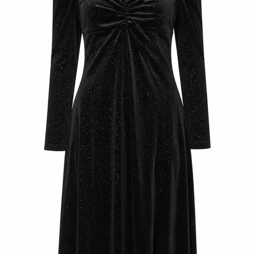 Monki Women Black Size 12 Velvet Bodycon Midi Dress Long Sleeve Party