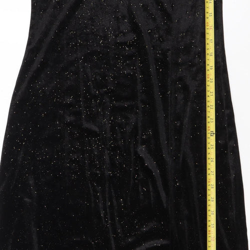 Monki Women Black Size 12 Velvet Bodycon Midi Dress Long Sleeve Party