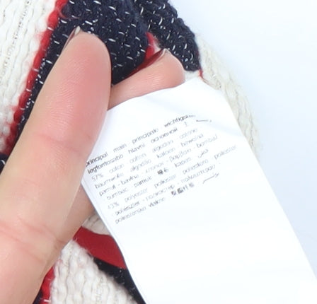 Promod Women’s Multicoloured Striped Cardigan UK 12 Round Neck Cotton Blend