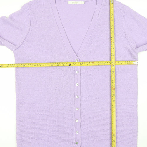 EWM Women’s Purple Acrylic Knit Long Sleeve V-Neck Cardigan Size L 18-20