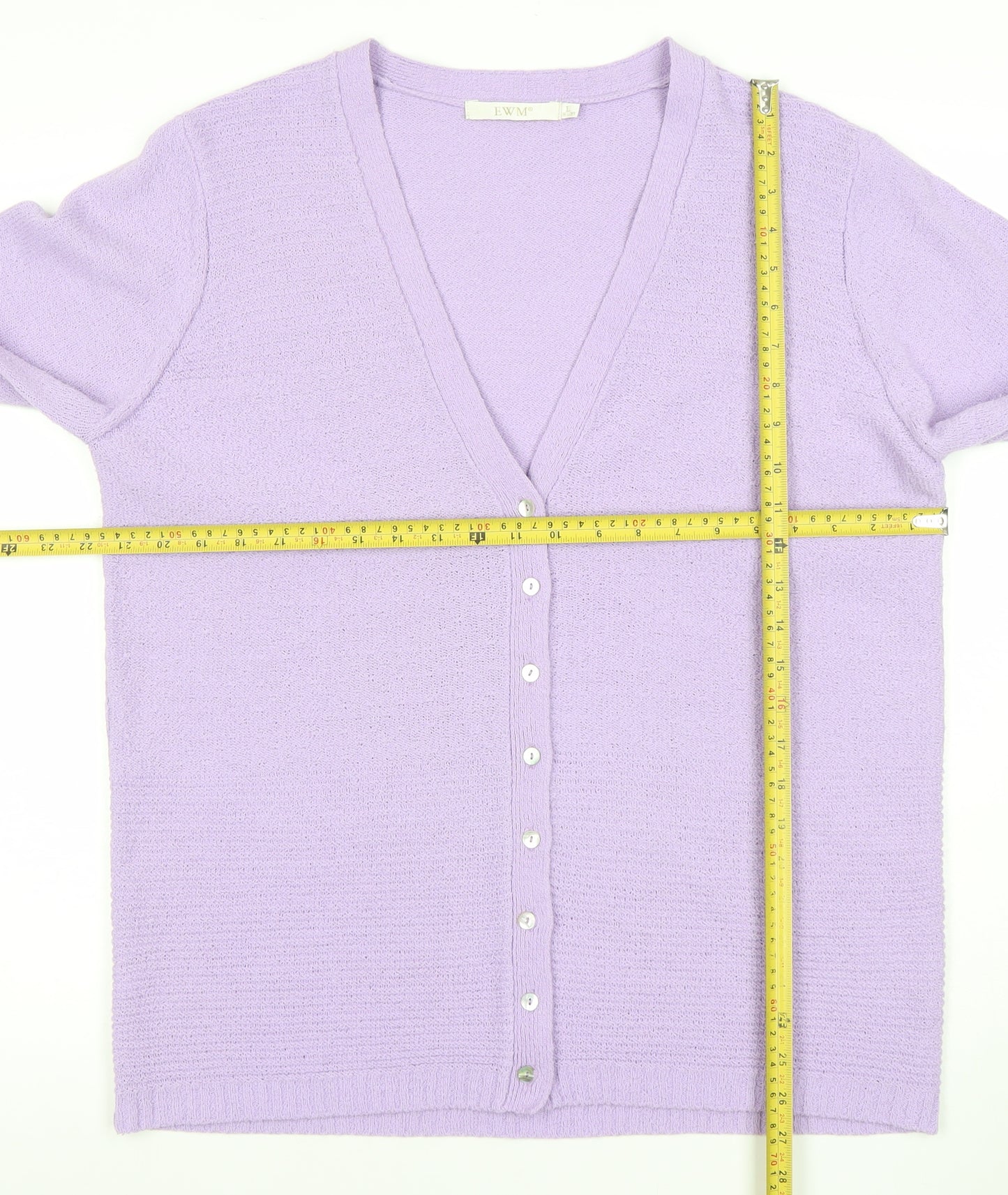 EWM Women’s Purple Acrylic Knit Long Sleeve V-Neck Cardigan Size L 18-20