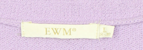 EWM Women’s Purple Acrylic Knit Long Sleeve V-Neck Cardigan Size L 18-20