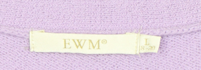 EWM Women’s Purple Acrylic Knit Long Sleeve V-Neck Cardigan Size L 18-20