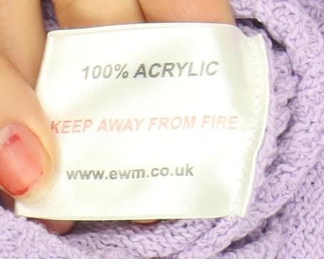 EWM Women’s Purple Acrylic Knit Long Sleeve V-Neck Cardigan Size L 18-20