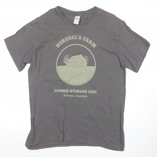 Gildan Men's Grey Hershel's Farm Zombie Graphic T-Shirt Size L