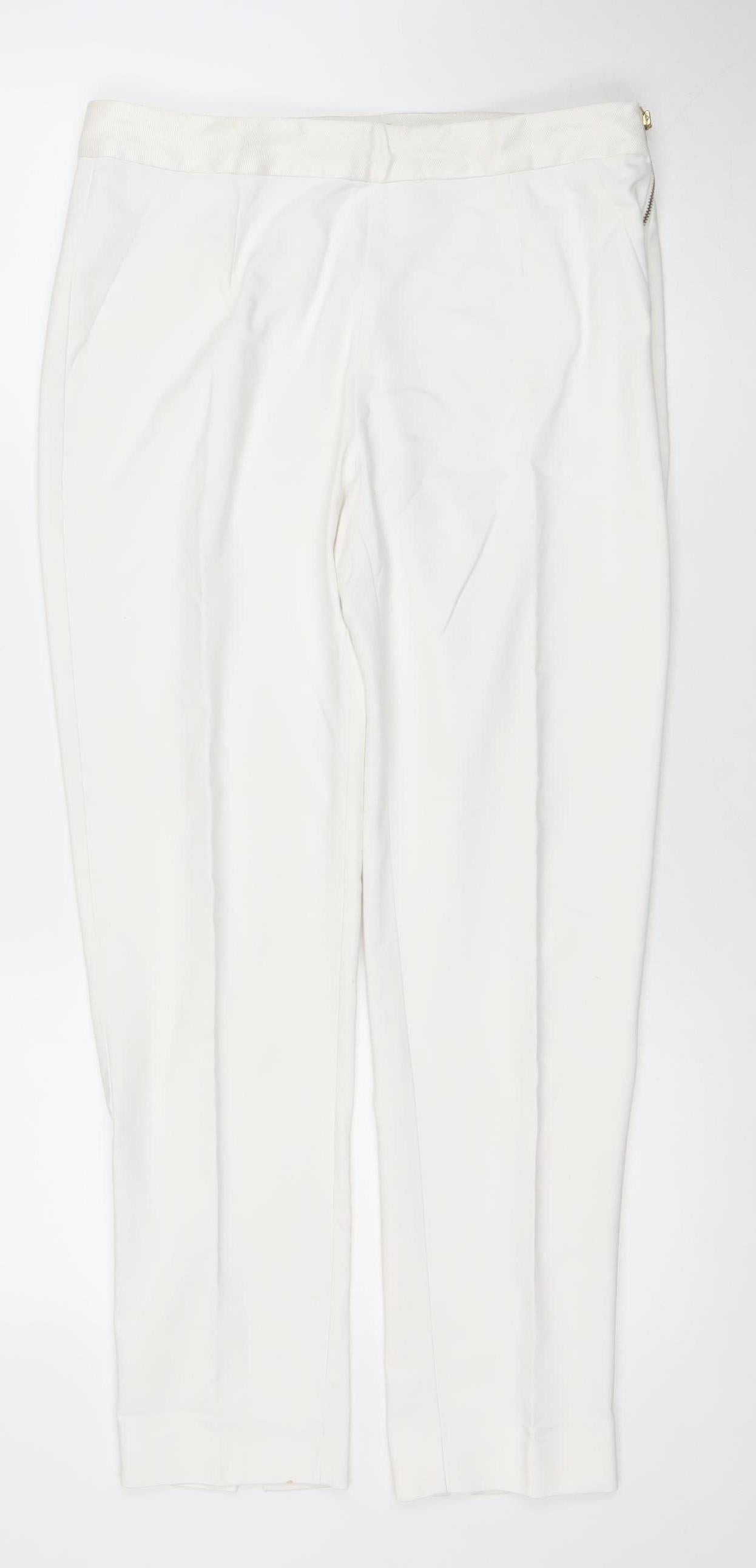 Coast Women’s Ivory Slim Trousers UK 12 Cotton Blend