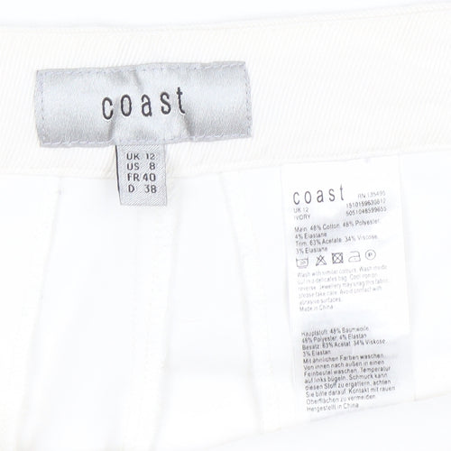 Coast Women’s Ivory Slim Trousers UK 12 Cotton Blend
