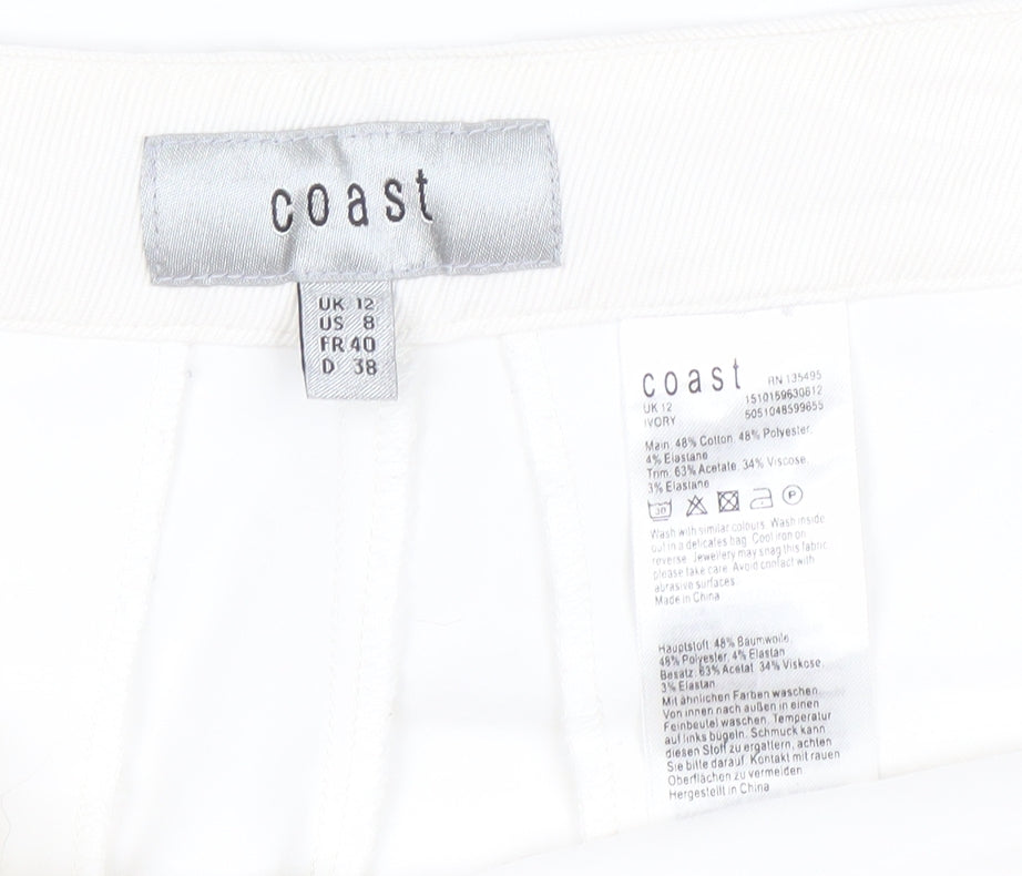 Coast Women’s Ivory Slim Trousers UK 12 Cotton Blend