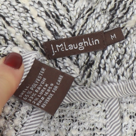 J.McLaughlin Women's Grey Knit Open Cardigan Size M Polyester Blend