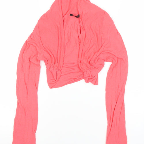 Savida Women’s Pink Cropped Long Sleeve Ruched Viscose Top Size 14