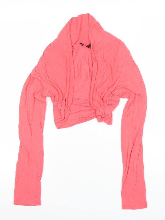 Savida Women’s Pink Cropped Long Sleeve Ruched Viscose Top Size 14