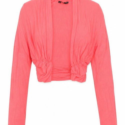 Savida Women’s Pink Cropped Long Sleeve Ruched Viscose Top Size 14