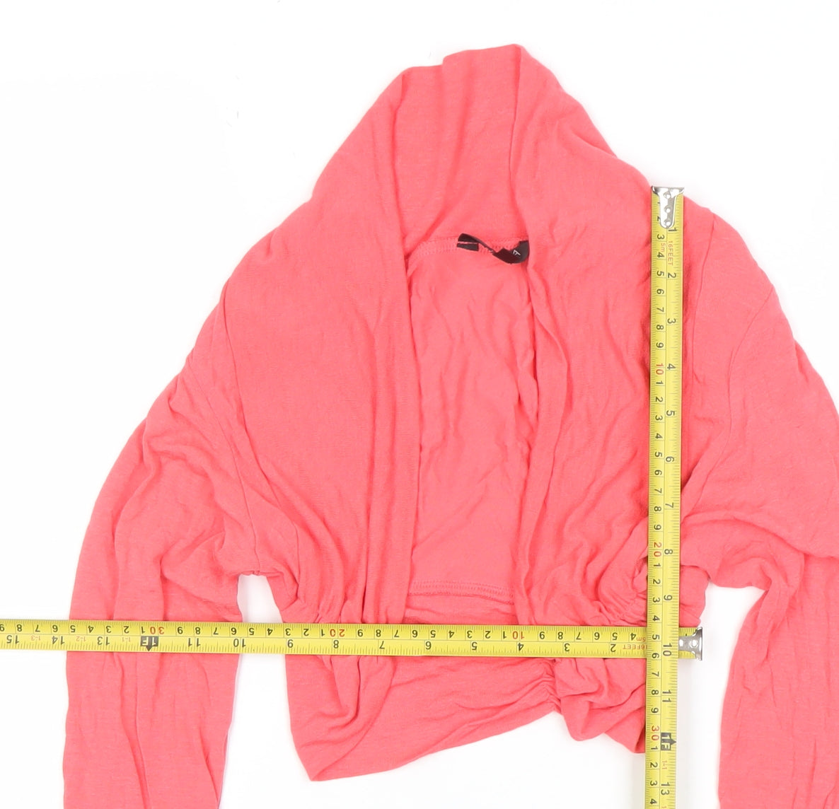 Savida Women’s Pink Cropped Long Sleeve Ruched Viscose Top Size 14