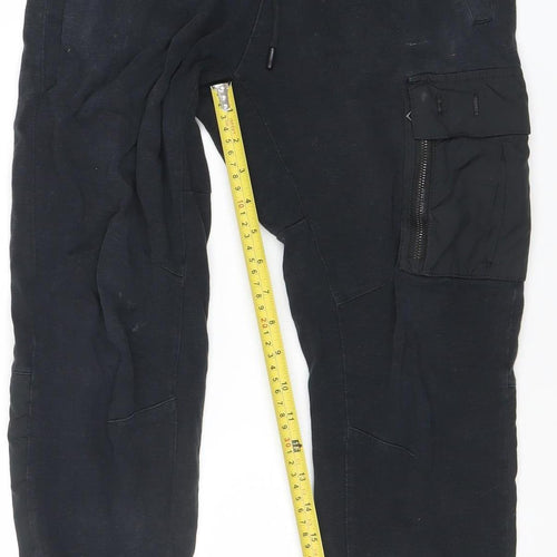 Nike Men's Black Jogger Trousers Small Woven Cotton Blend Activewear