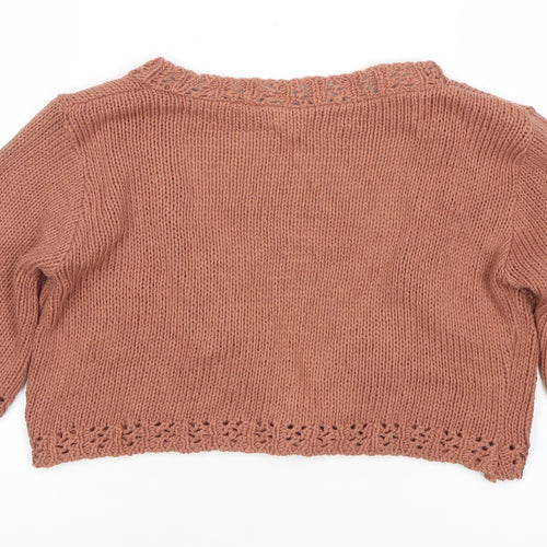 A|Wear Women's Brown Crochet Knit Cardigan Size M V-Neck