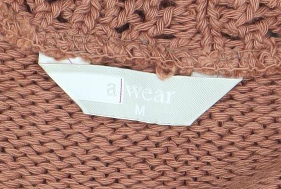 A|Wear Women's Brown Crochet Knit Cardigan Size M V-Neck
