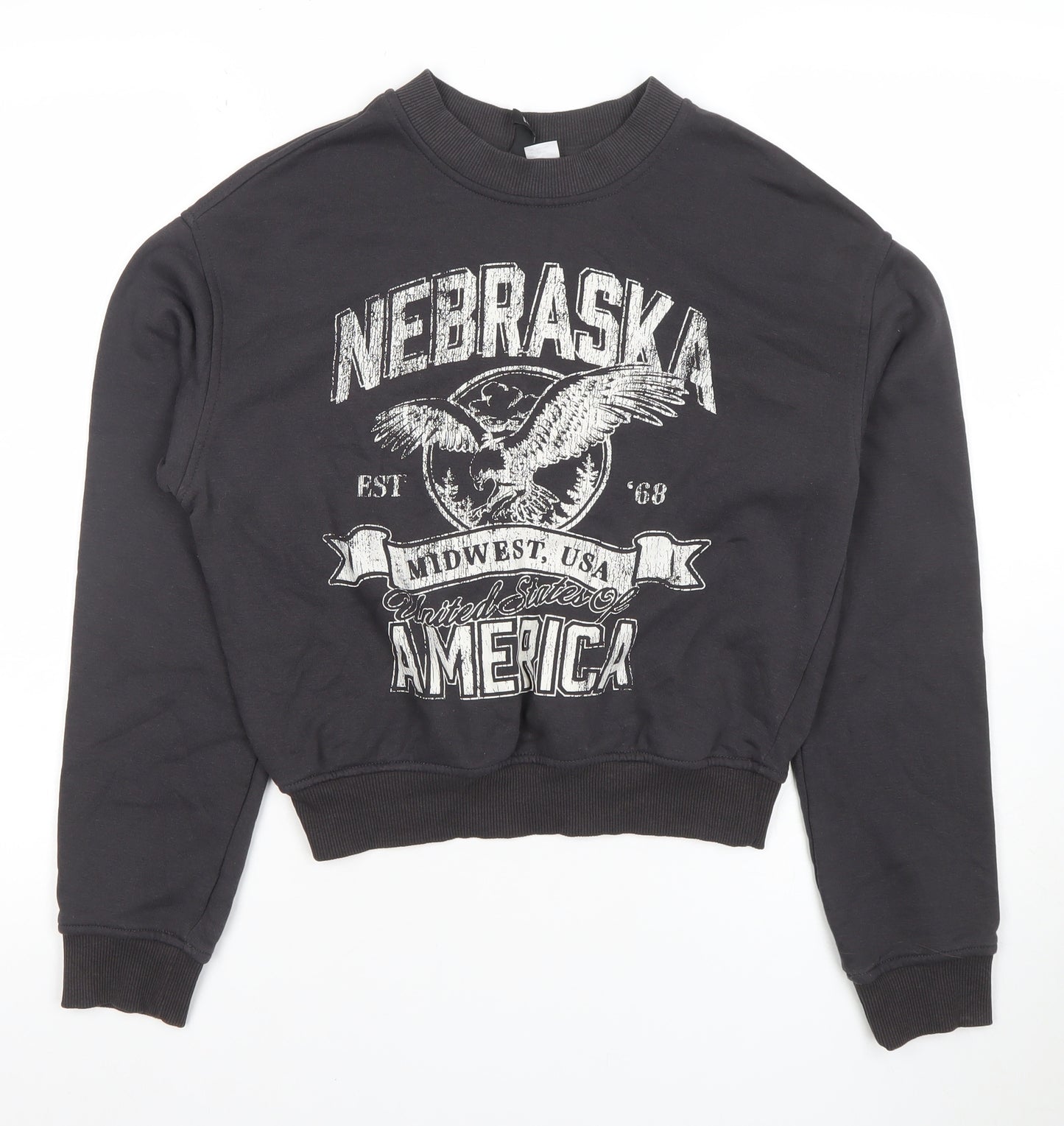 H&M Divided Women's Black Nebraska USA Graphic Pullover Sweatshirt XXS