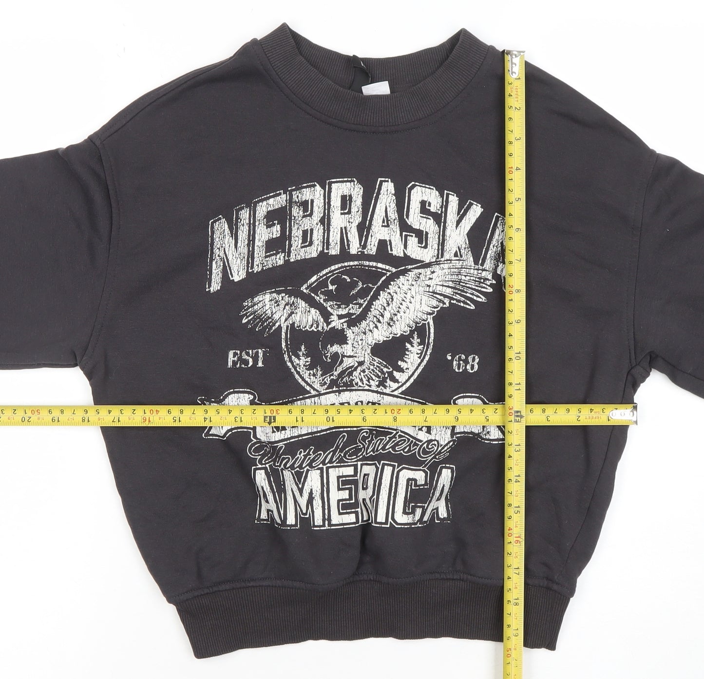 H&M Divided Women's Black Nebraska USA Graphic Pullover Sweatshirt XXS