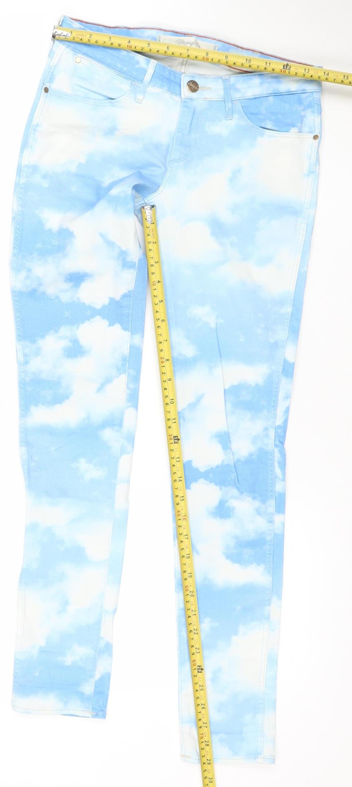 Wrangler Women Blue Cloud Print Skinny Jeans Size 10 W27 L30