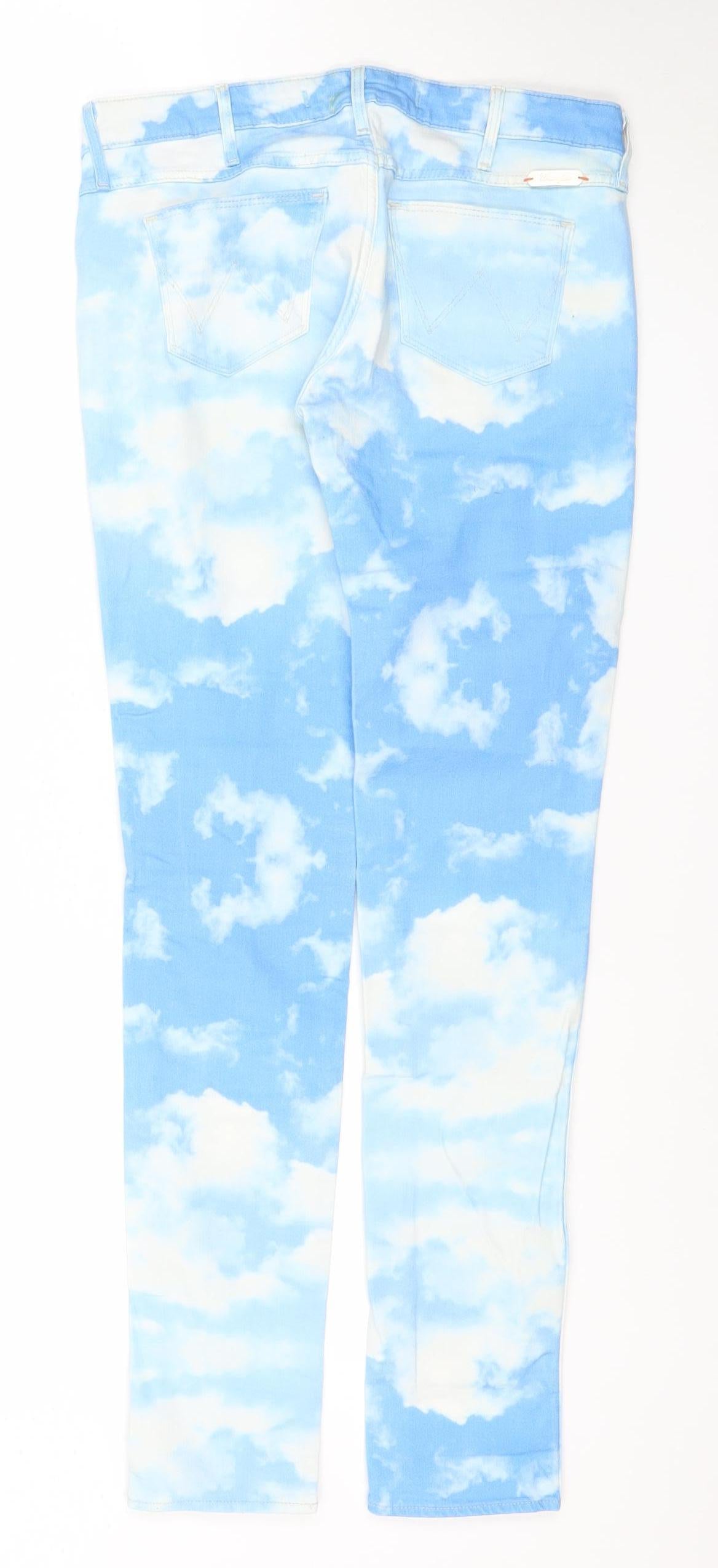 Wrangler Women Blue Cloud Print Skinny Jeans Size 10 W27 L30