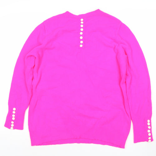 Savida Women’s Pink Button Detail Crew Neck Jumper Size 14