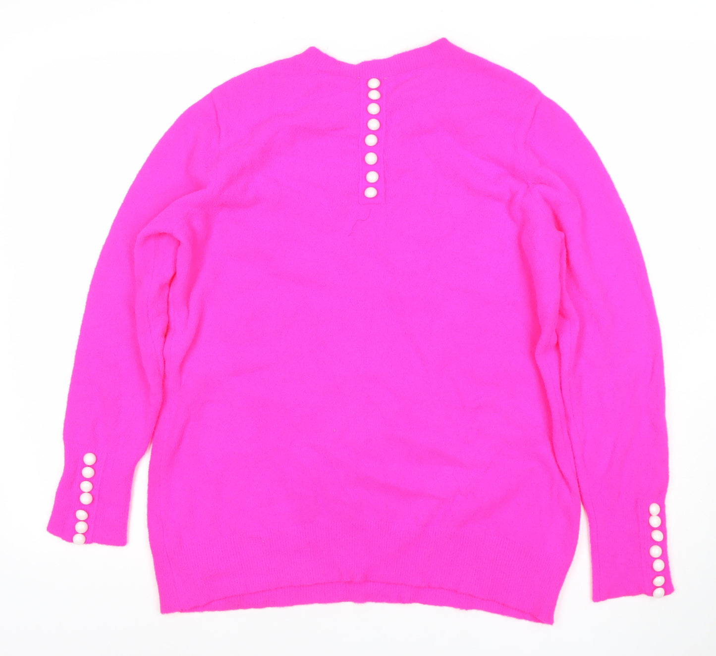 Savida Women’s Pink Button Detail Crew Neck Jumper Size 14