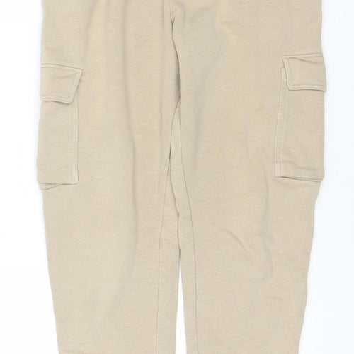 NEXT Boys Beige Jogger Trousers 12 Years Cotton Blend Fleece Casual
