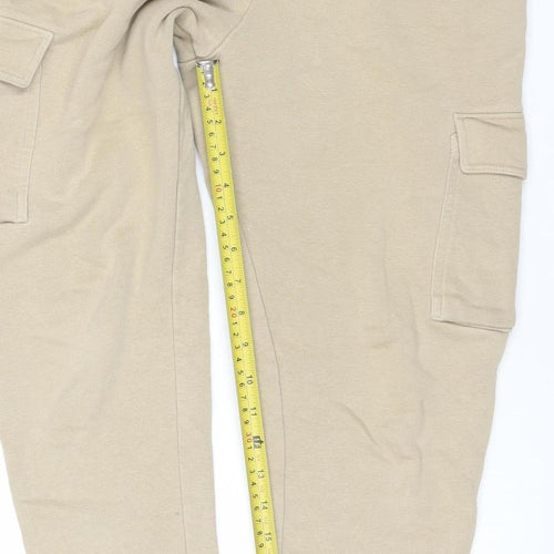 NEXT Boys Beige Jogger Trousers 12 Years Cotton Blend Fleece Casual