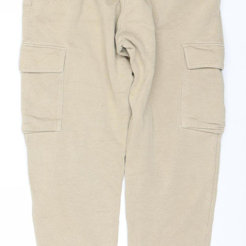 NEXT Boys Beige Jogger Trousers 12 Years Cotton Blend Fleece Casual