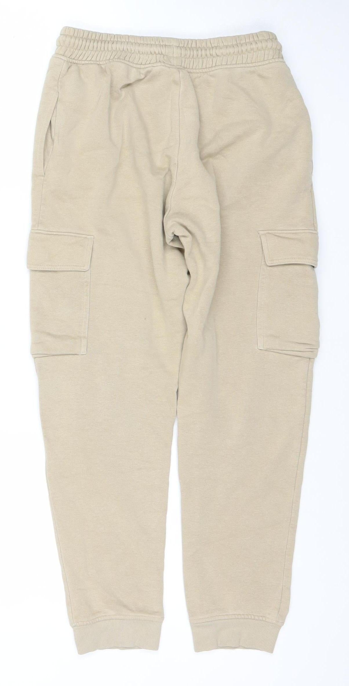 NEXT Boys Beige Jogger Trousers 12 Years Cotton Blend Fleece Casual