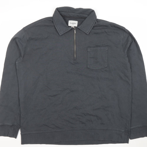 Goodfellow & Co Men’s Grey Cotton 1/2 Zip Collared Sweatshirt XL