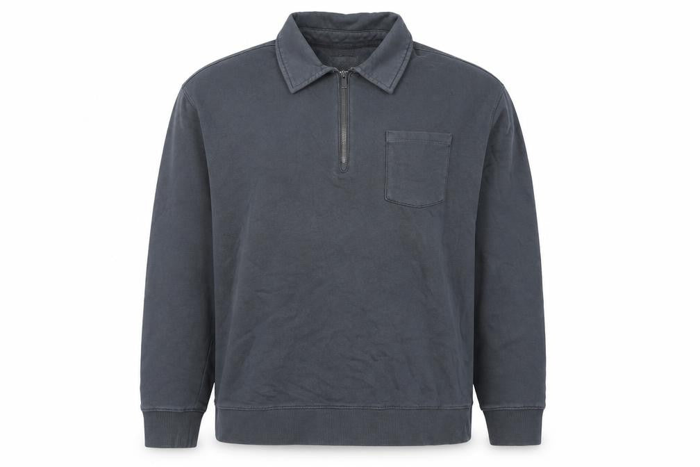 Front view of Goodfellow & Co Men’s Grey Cotton 1/2 Zip Collared Sweatshirt XL