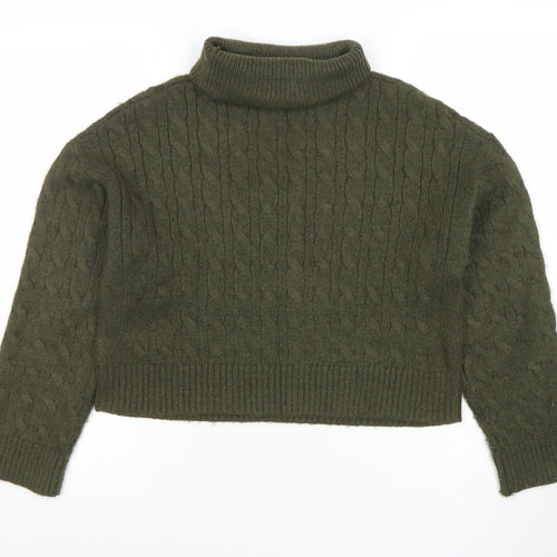 New Look Women’s Green Roll Neck Cable Knit Jumper Size S