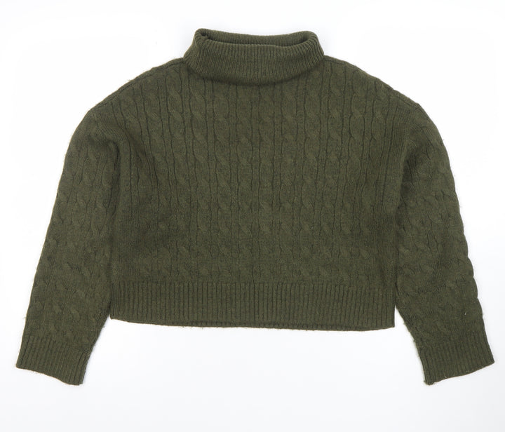New Look Women’s Green Roll Neck Cable Knit Jumper Size S