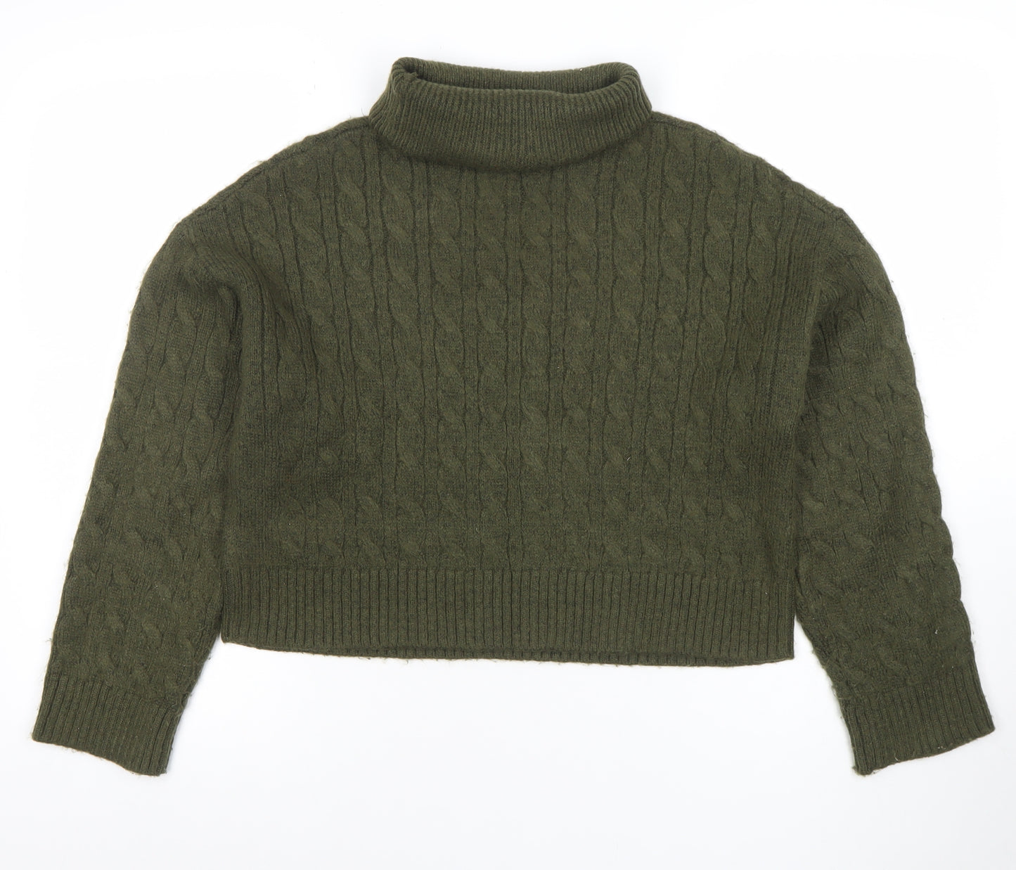 New Look Women’s Green Roll Neck Cable Knit Jumper Size S
