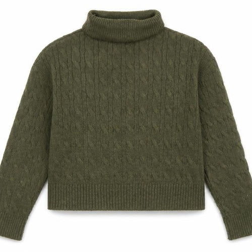 New Look Women’s Green Roll Neck Cable Knit Jumper Size S