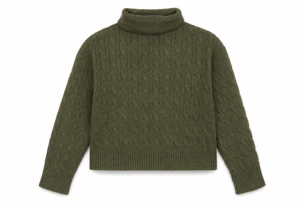 New Look Women’s Green Roll Neck Cable Knit Jumper Size S