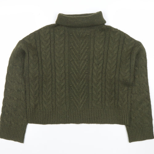 New Look Women’s Green Roll Neck Cable Knit Jumper Size S