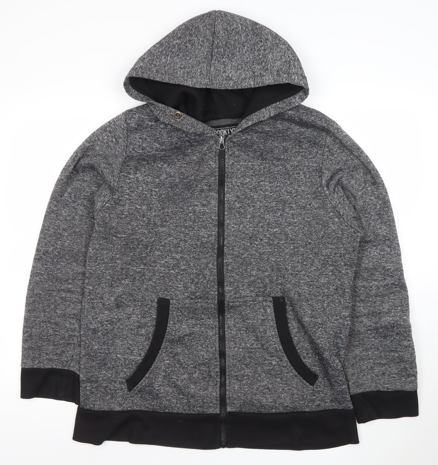 Brooklyn Xpress Men’s Grey Full Zip Hoodie Size L Regular Fit
