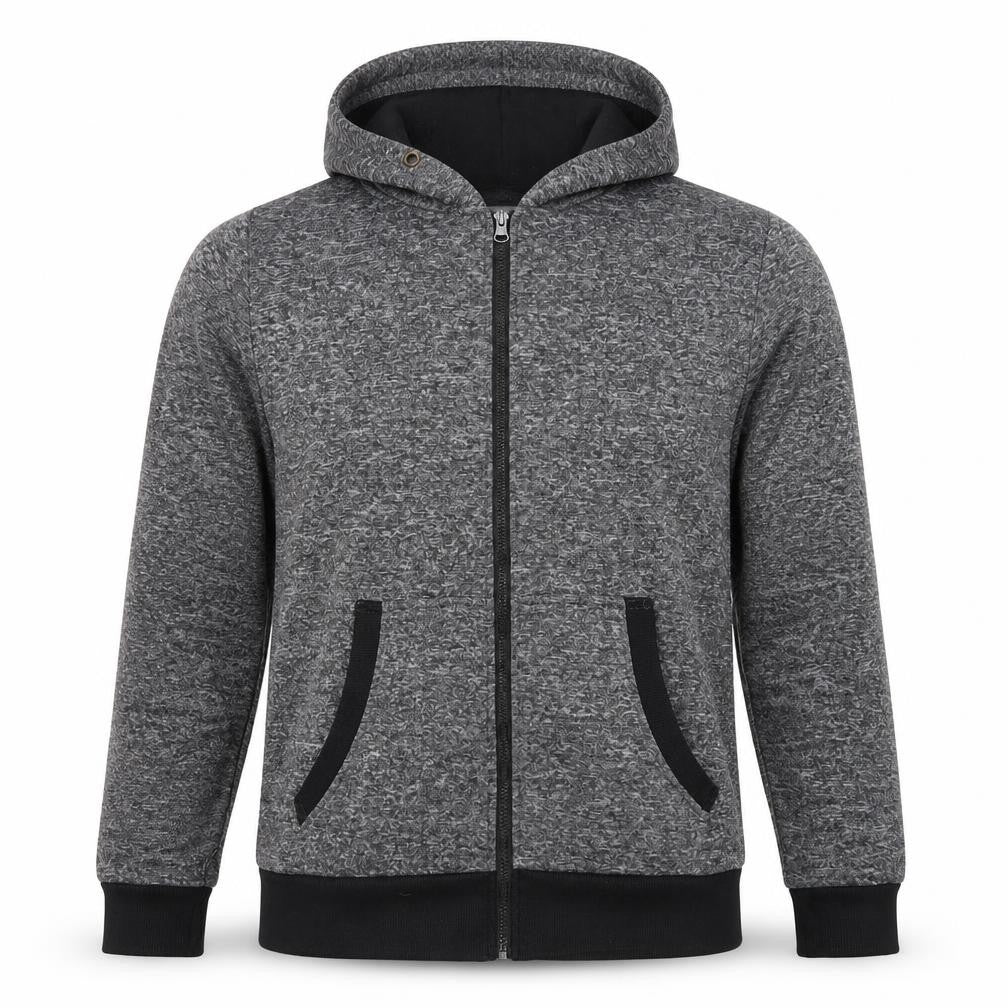 Front view of Brooklyn Xpress Men’s Grey Full Zip Hoodie, size L, Regular Fit