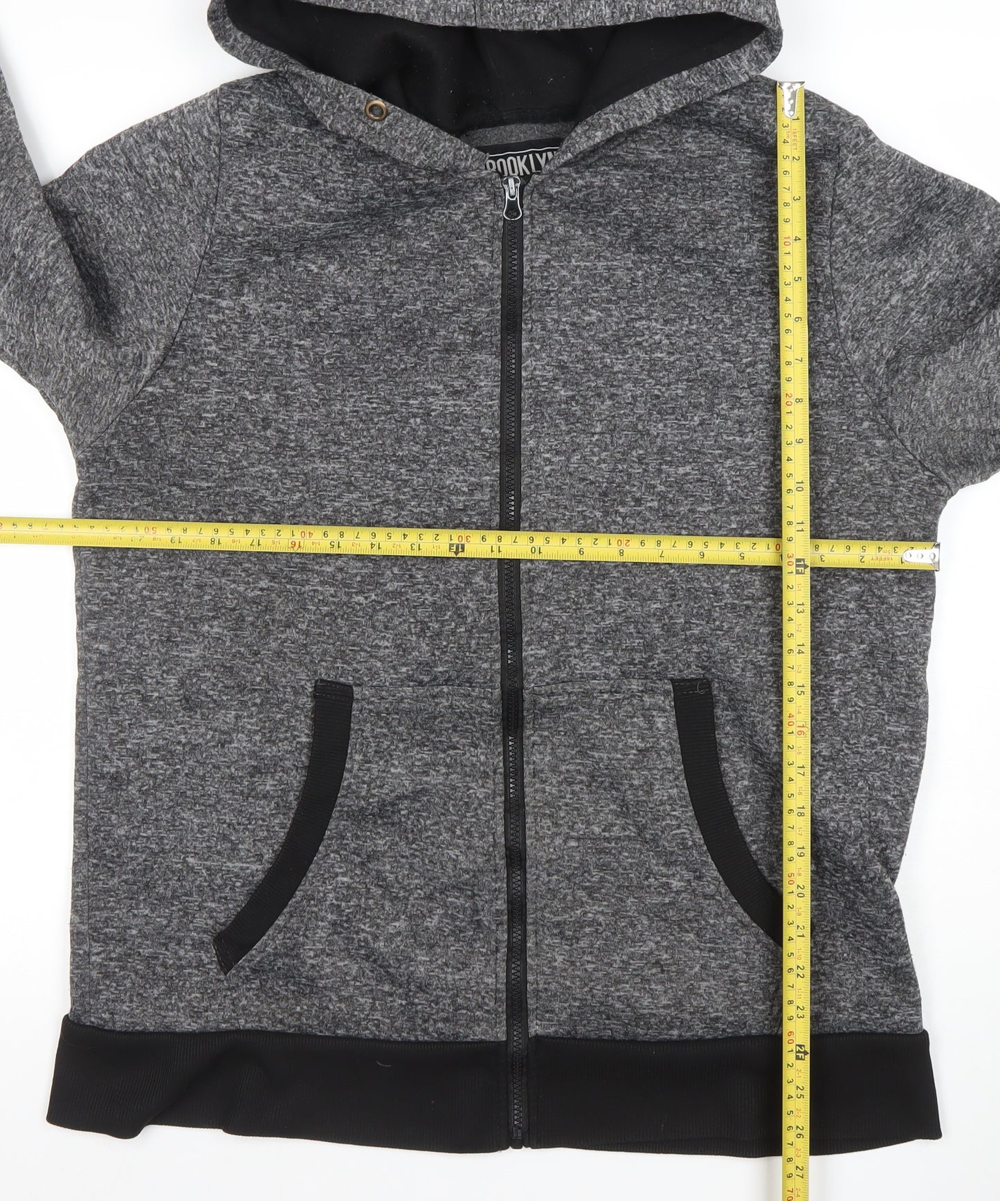Brooklyn Xpress Men’s Grey Full Zip Hoodie Size L Regular Fit