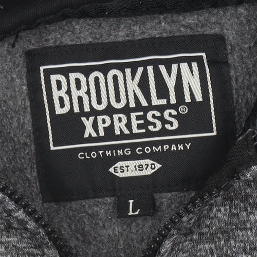 Brooklyn Xpress Men’s Grey Full Zip Hoodie Size L Regular Fit