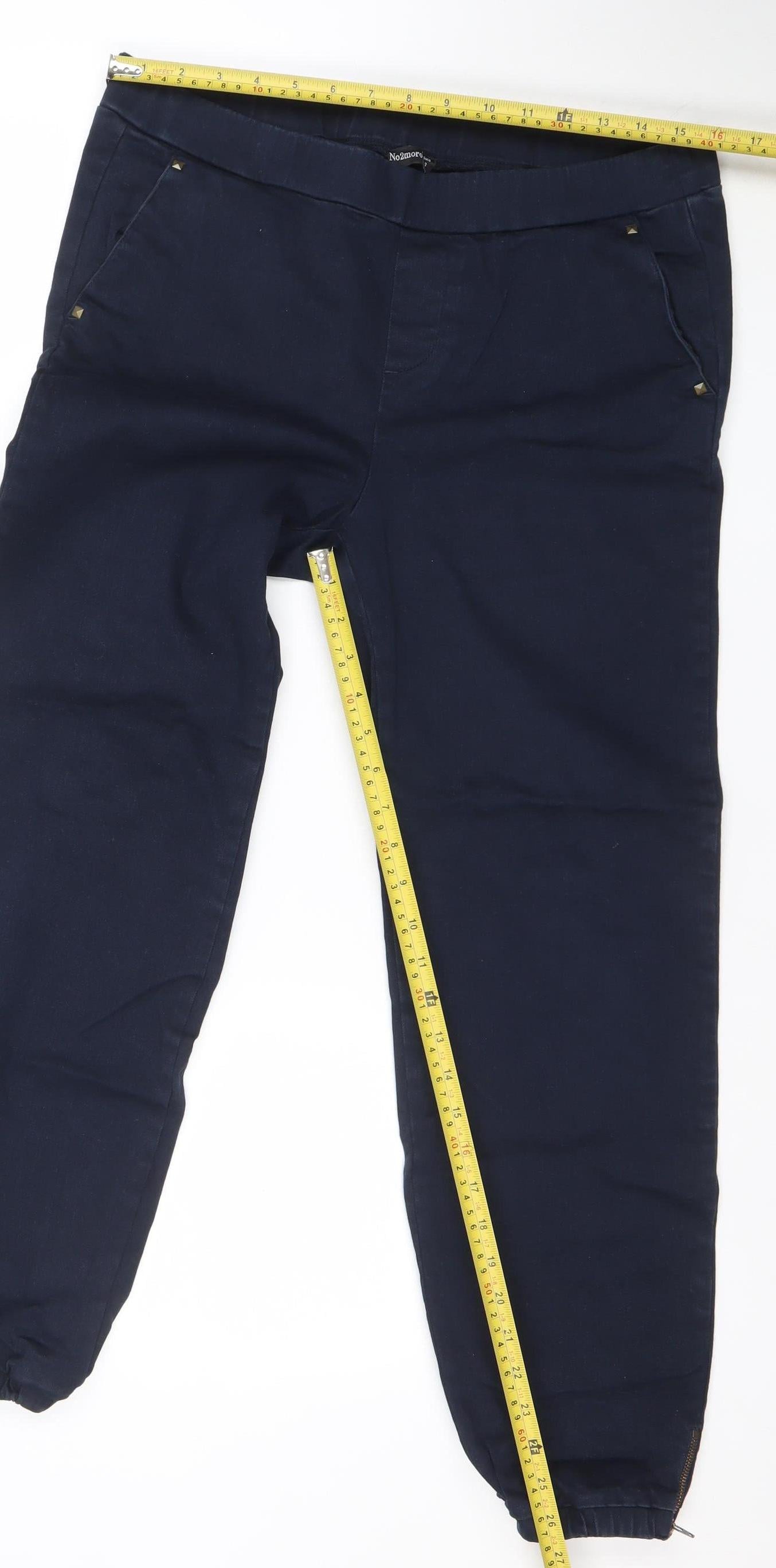 No2moro Women Blue Slim Jegging Jeans Size 8 with Stud Accents