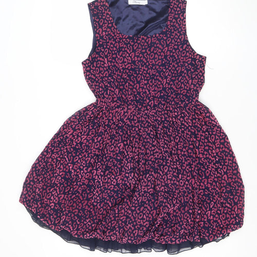 Classy Women's Multicoloured Leopard Fit & Flare Sleeveless Dress Size 2