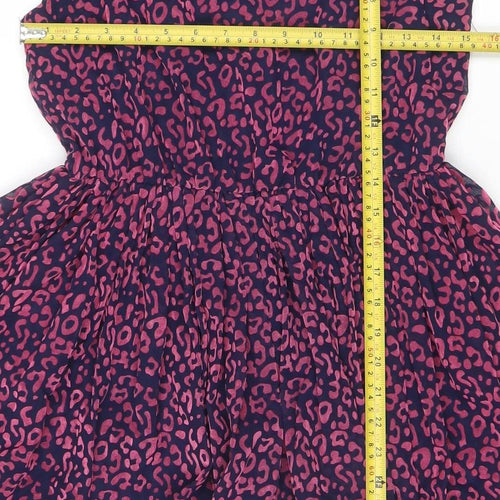 Classy Women's Multicoloured Leopard Fit & Flare Sleeveless Dress Size 2