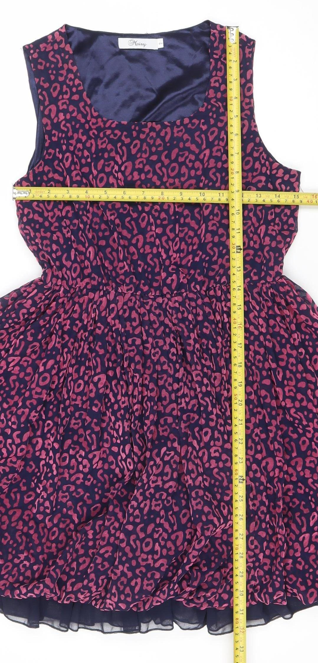 Classy Women's Multicoloured Leopard Fit & Flare Sleeveless Dress Size 2