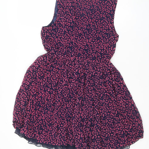 Classy Women's Multicoloured Leopard Fit & Flare Sleeveless Dress Size 2